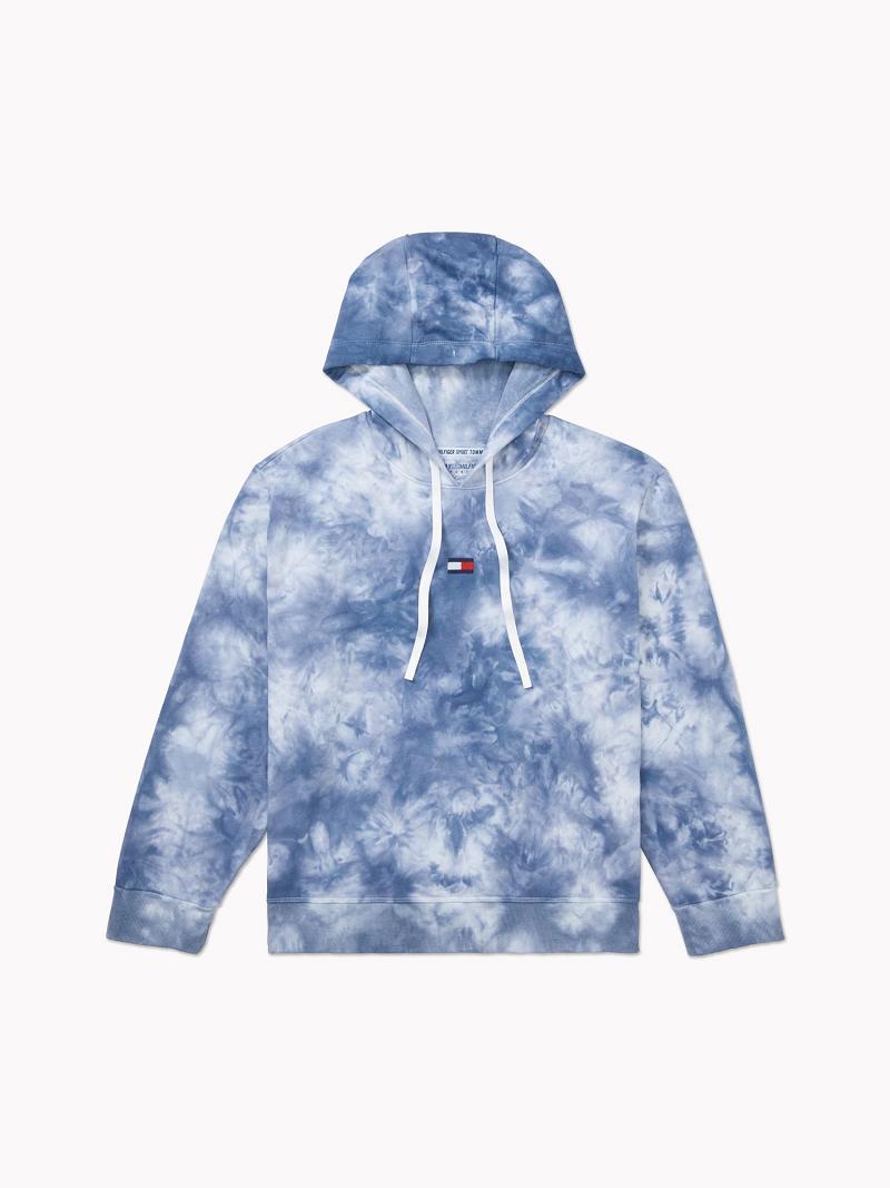 Női Tommy Hilfiger Essential Curve Watercolor Print Hoodies Kék | HU 143MQZ